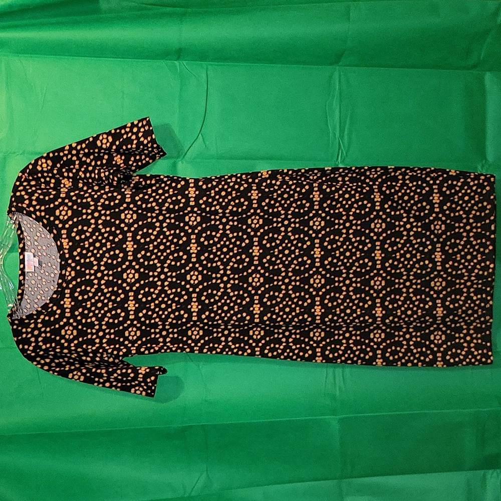 Lularoe black printed Julia dress in size S